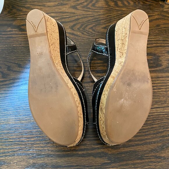 Prada Wedge Sandals Size 8 - Like New - Picture 7 of 8